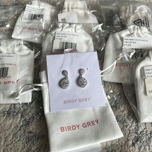 NWT Birdy Grey Teardrop Stud in Silver (9 pair available)